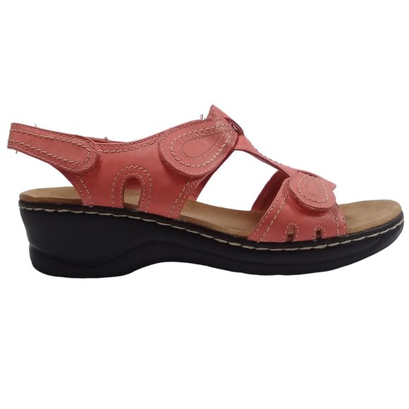 Clarks Women's Lexi Open Toe Sling Back Coral Leather Sandals Size 11M - Picture 10 of 13